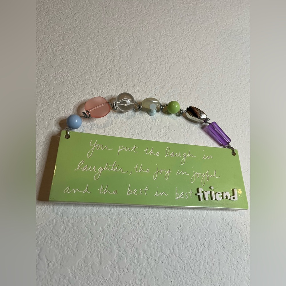 Sandra Magsamen Best Friend Quote Ceramic Plaque Sign Beads Wall Hanging Sign